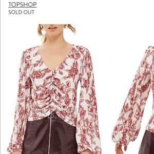 Topshop ruched floral blouse
